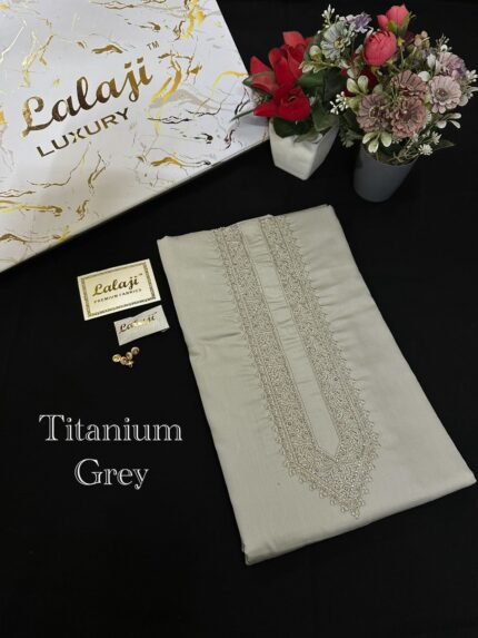 LUXURY HANDWORK EMBROIDERY GIZA TITANIUM GREY \ D 32