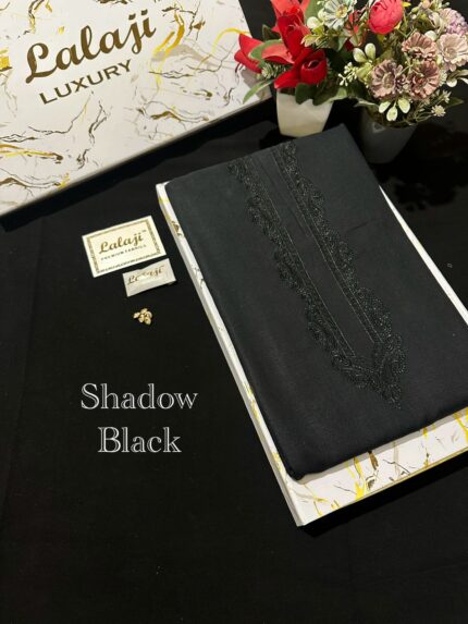 LUXURY LINEN EMBROIDERY WORK SHADOW BLACK \ D 29