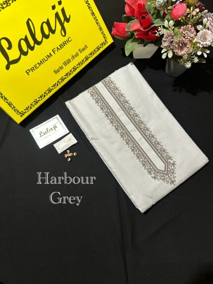 PREMIUM GIZA EMBROIDERY COTTON HARBOUR GREY  \ D 33