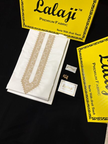 LALAJI FABRIC TITAN LAWN EMBROIDERY WHITE / D-32