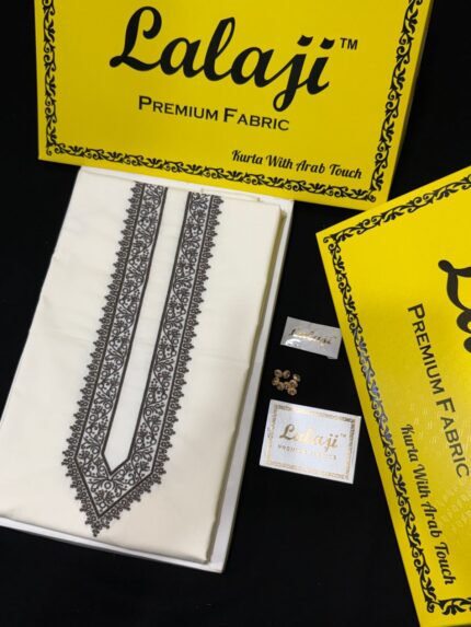 LALAJI FABRIC TITAN LAWN EMBROIDERY OFF-WHITE / D-32