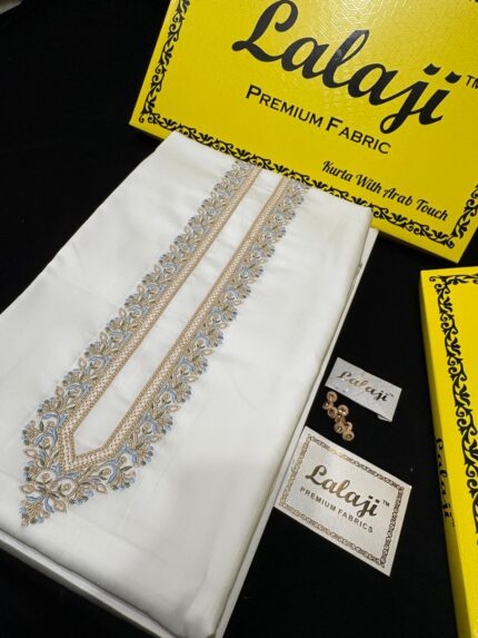LALAJI FABRIC GIZA COTTON EMBROIDERY WHITE / D-33