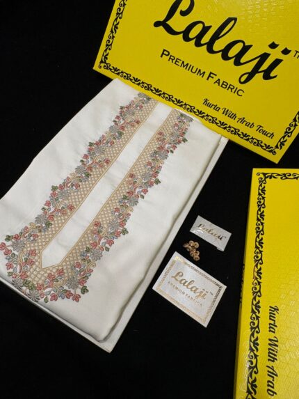 LALAJI FABRIC GIZA COTTON EMBROIDERY WHITE / D-27