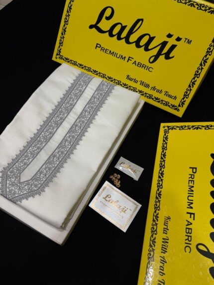 LALAJI FABRIC GIZA COTTON EMBROIDERY WHITE / D-32