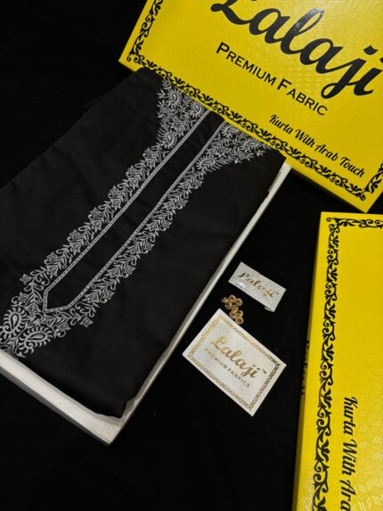 LALAJI FABRIC GIZA COTTON EMBROIDERY BLACK/ D-14