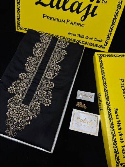 LALAJI FABRIC GIZA COTTON EMBROIDERY BLACK / D-23